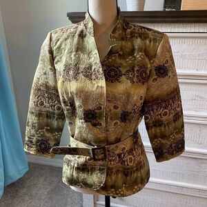 DJ & Co Vintage Metallic Green Belted Jacket - 8